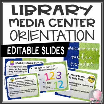 Preview of Library Orientation and Media Center Orientation PowerPoint Slide Show-EDITABLE