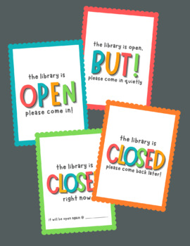 Preview of Library open/closed signs! Cute and colorful, perfect for middle grade and up!