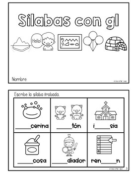 Librito de Sílabas Trabadas con gl by La Maestra Pati Bilingue | TPT