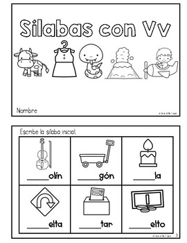 Librito de Sílabas con Vv by La Maestra Pati Bilingue | TPT