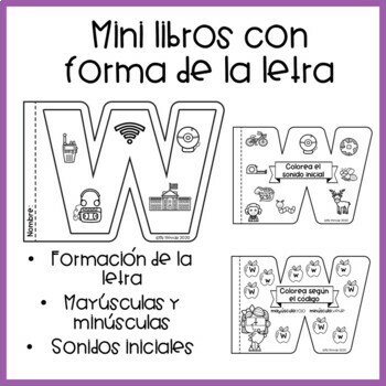 Librito Del Alfabeto Con Hojas De Trabajo De La Letra W Spanish Mini Books