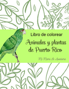 Preview of Libro de colorear de animales y plantas de Puerto Rico