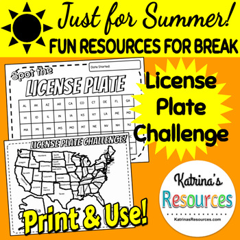 Preview of License Plate Challenge Boards for Summer Break