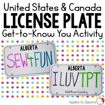 Preview of License Plate Get-to-Know You Activity (Canada & United States)