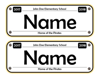 Preview of License Plate Name Tags - Car Themed Classroom