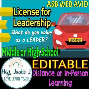 Preview of License for Leadership Lesson Value Brackets Middle High School EDITABLE