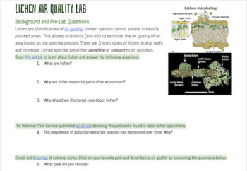 Preview of Lichen as Bioindicators Air Quality Lab (rec. w/ air quality measurement device)