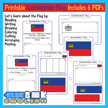 Preview of Lichtenstein Flag Activity | Lichtenstein Flag Craft Differentiated (6 Pages)