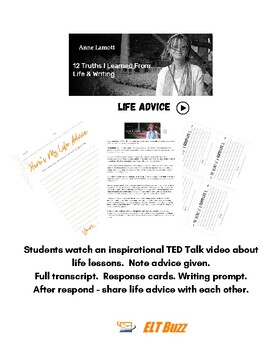 Preview of Life Advice - Video Lesson and Wisdom Sharing. Templates. Writing. ELA. ESL.