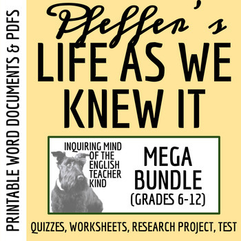 Preview of Life As We Knew It Quiz, Close Reading, Research Project, and Test Bundle