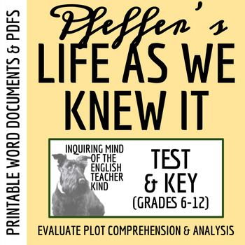 Preview of Life As We Knew It by Susan Beth Pfeffer Test and Answer Key (Printable)