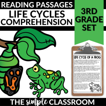 Preview of Life Cycle Reading Comprehension Passages | 3rd Grade Spring Reading