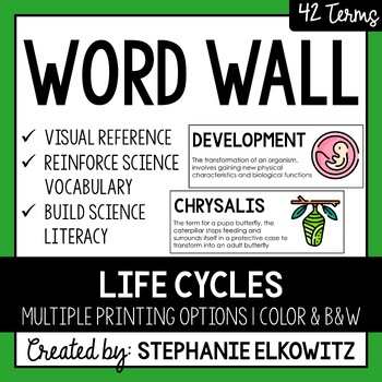 Preview of Life Cycles Word Wall | Science Vocabulary