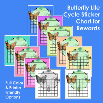 Preview of Life Cycle of Butterfly Incentive Sticker Chart Reward Chart