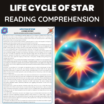 Preview of Life Cycle of Star Reading Comprehension | Star Lifecycle | Stellar Evolution