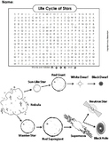 Life Cycle of Stars Activity: Word Search Worksheet