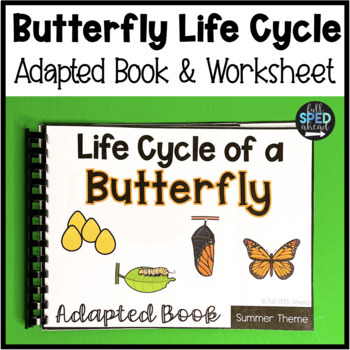 Preview of Life Cycle of a Butterfly Science Adaptive Book & Worksheet Special Education
