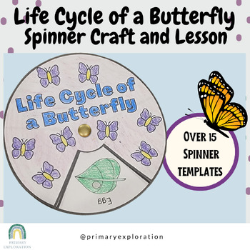 Preview of Life Cycle of a Butterfly Craft and Lesson - 15+ Spinner templates for Primary