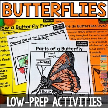 Preview of Life Cycle of a Butterfly Vocabulary, Book, Activities, Worksheets
