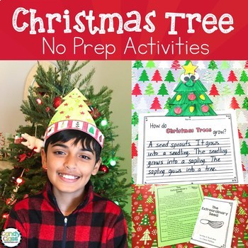 Preview of Life Cycle of a Christmas Tree - Christmas ELA & Math No Prep Activities
