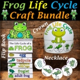 Life Cycle of a Frog Craft Bundle, Lifecycle Crown Hat, Necklace, Flip book