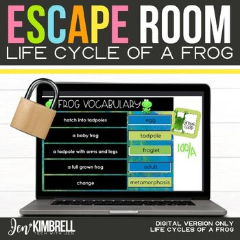 Preview of Life Cycle of a Frog Escape Room Life Science Digital Escape Room