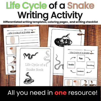 Life Cycle of a Snake Writing Activity with Differentiated Writing ...