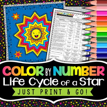 Preview of Life Cycle of a Star Color by Number - Science Color By Number