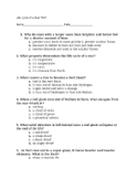 Life Cycle of a Star test and answer sheet