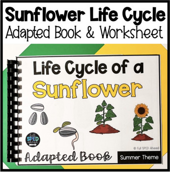 Preview of Life Cycle of a Sunflower Science Adaptive Book & Worksheet Special Education