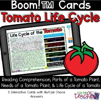 Preview of Life Cycle of a Tomato with Reading Comprehension {Boom Cards™}