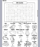 Plant & Animal Life Cycle Activity Word Search Worksheet: 