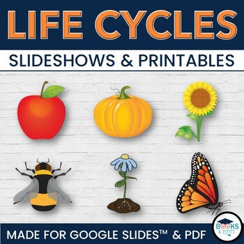 Preview of Life Cycles: Apple,Pumpkin,Sunflower,Bee,Plant,Butterfly Slideshows + Printables