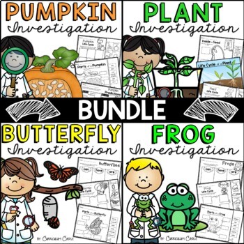 Preview of Life Cycles BUNDLE: Plant, Pumpkin, Butterfly & Frog!