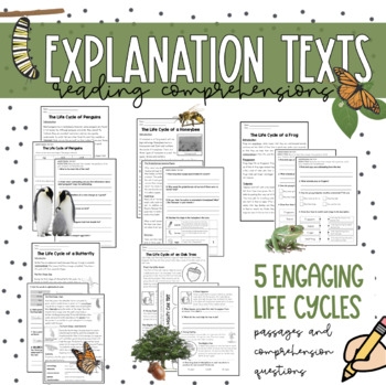Preview of Life Cycles Explanation Texts Reading Comprehension Pages