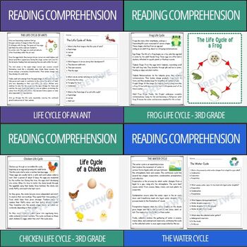 Preview of Life Cycles Mega Bundle - Reading Comprehension Activity (Levels J,K,L,and M)