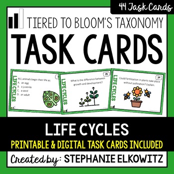 Preview of Life Cycles Task Cards | Printable & Digital