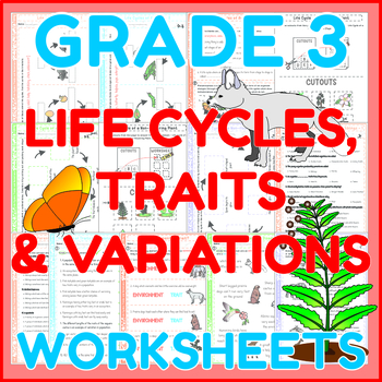 Preview of Life Cycles, Traits & Variations - Science Worksheets for Grade 3 | CKSci | NGSS