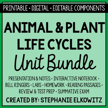 Preview of Life Cycles Unit Bundle | Printable, Digital & Editable Components