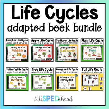 Preview of Science Life Cycles Adaptive Books Special Education Worksheet Activities Bundle