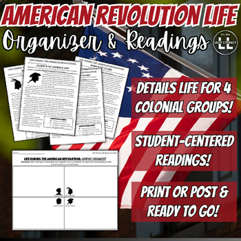 Preview of Life During the American Revolution Readings & Graphic Organizer