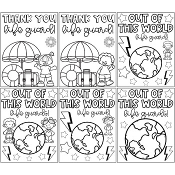 Life Guard- Appreciation Coloring Cards-Community Helpers Thank You
