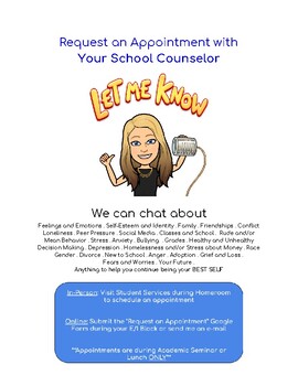 School Counselor Appointment Flyer by Shelly Rose | TPT