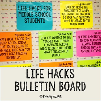 Life Hacks Posters Bulletin Board by Kasey Kiehl | TpT