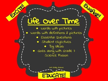 Preview of Life Over Time - Fossils - Vocabulary Cards-Science Fusion-Word Wall-Unit 7
