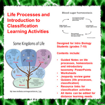 Preview of Life Processes/Intro to Classification Learning Activities (Distance Learning)