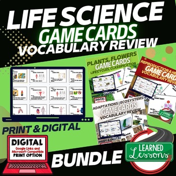 Preview of Life Science Game Cards, Test Prep, Life Science Vocabulary Review