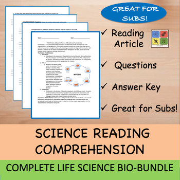 Preview of Life Science/BIO BUNDLE - Reading Passage and Questions (EDITABLE) YOU SAVE 40%