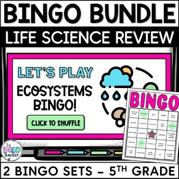 Preview of Life Science Vocabulary Bingo Games | 5th Grade Ecosystems Food Webs Adaptations