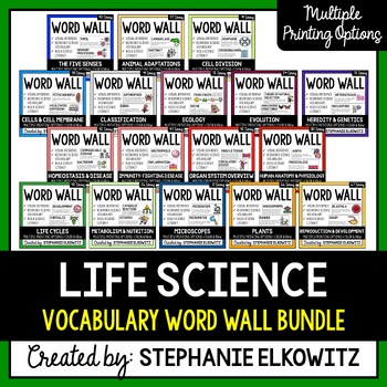 Preview of Life Science Biology Science Word Wall | Science Vocabulary
